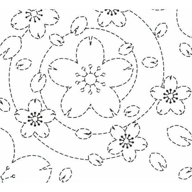 刺し子 花ふきん 水辺の桜
