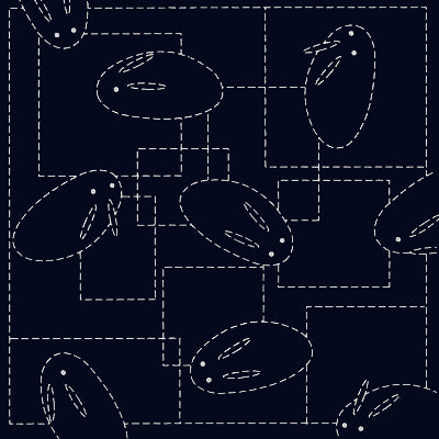 刺し子 花ふきん 雪うさぎ