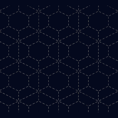 刺し子 花ふきん 霰亀甲