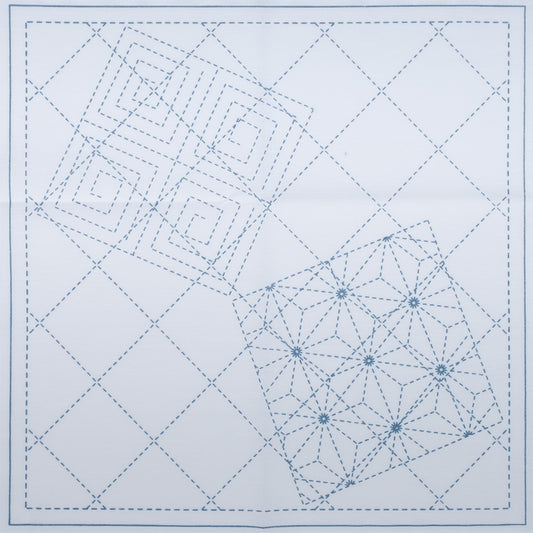 麻の葉と雷紋/手まり柄(白)