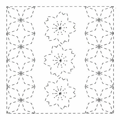 刺し子 花ふきん 桜と角七宝