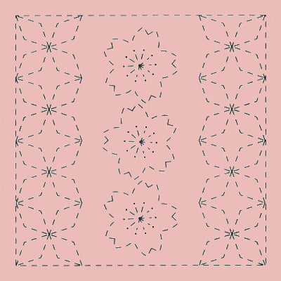 刺し子 花ふきん 桜と角七宝